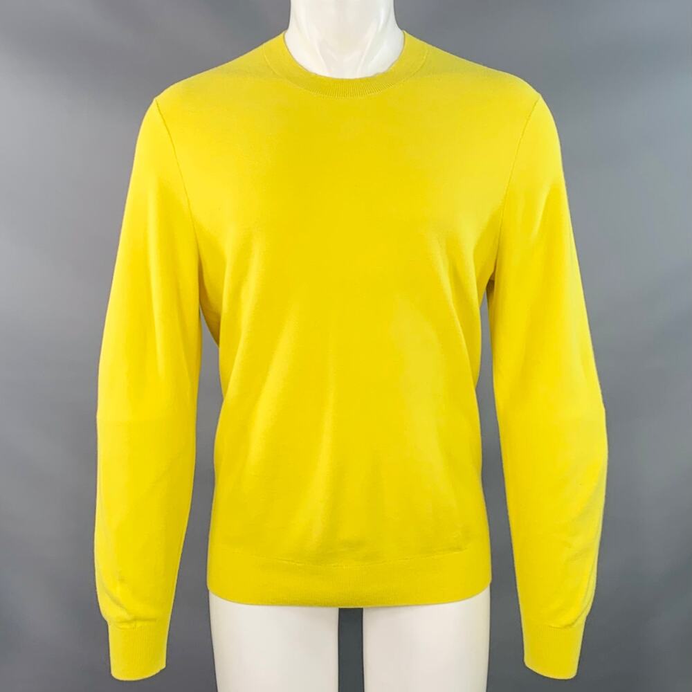 THEORY Size M Yellow Viscose Blend Knit Crew Neck Pullover
